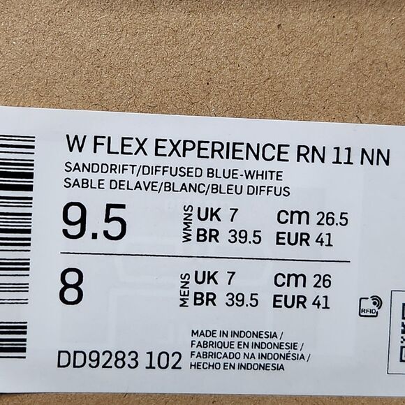 Nike Flex Experience RN 11 NN – Women’s 9.5, Sanddrift/Blue, Unworn - Picture 5 of 9